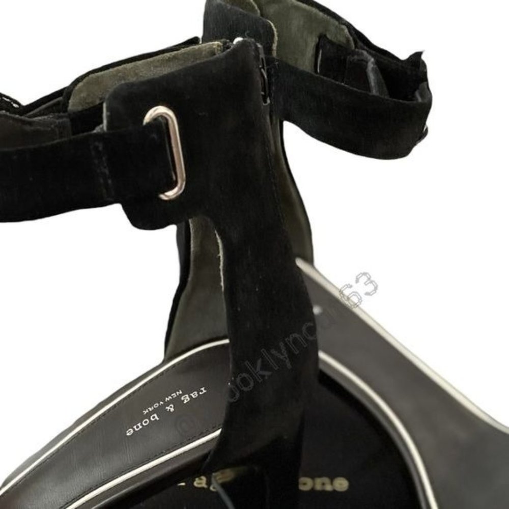 Rag & Bone Ellis Sandals Heels Leather Suede Black 8 - Picture 14 of 16